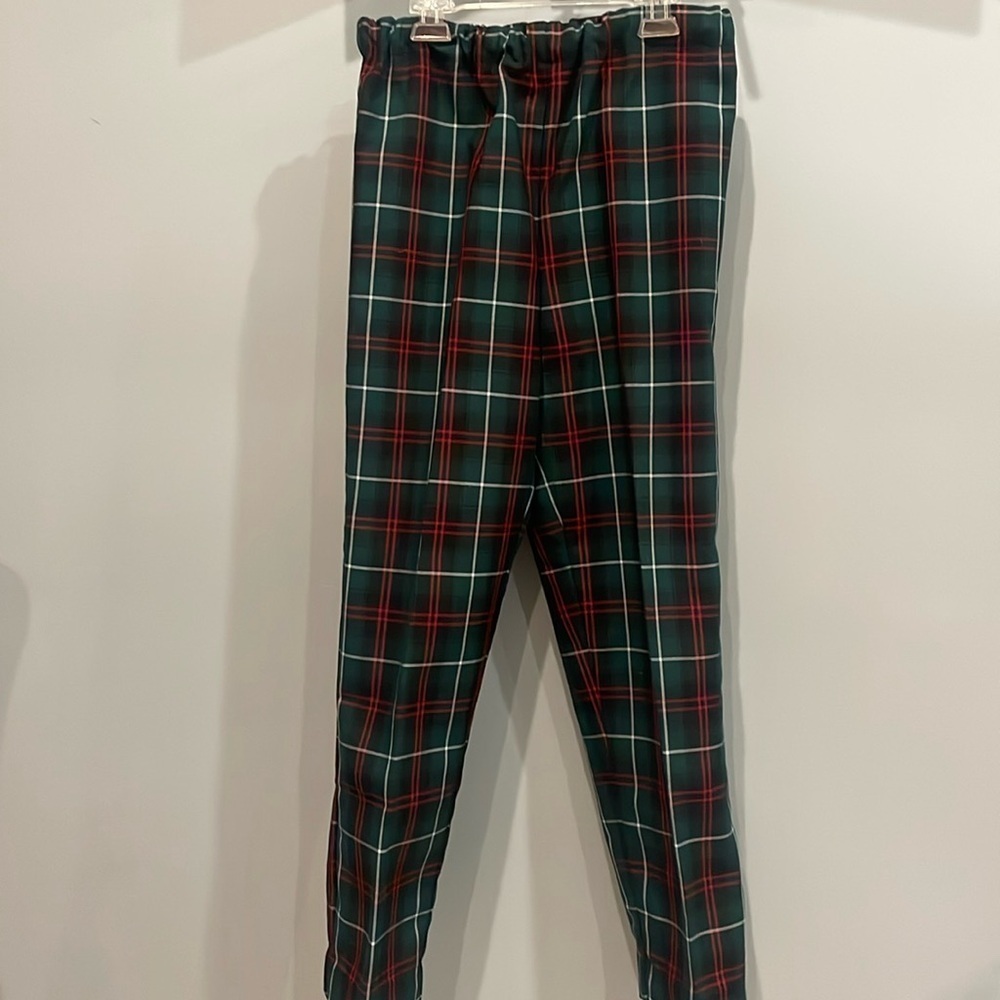 Holiday plaid handmade vintage dress pants red&green